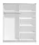 Neutraler Kleiderschrank / Schiebetürenschrank Kule 03, Farbe: Weiß, sechs Fächer, eine Kleiderstange, Maße: 210 x 179 x 62,5 cm, für Schlafzimmer