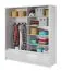 Moderner Kleiderschrank mit sechs Fächern und zwei Schubladen Anfield 02, Farbe: Weiß Hochglanz - Abmessungen: 214 x 204 x 62 cm (H x B x T)