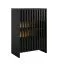 Kommode | Lamellen Front | Farbe: Schwarz | 2 Drehtüren | offene Kommode | 4 Fächer | Maße: 60 x 34 x 87 cm | für den Vorraum oder Wohnzimmer