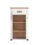 Helle Garderobe - Set C Banat, 5-teilig, Farbe: Weiß Matt / Eiche Artisan, ein Garderobenschrank, ein Spiegel, eine Kommode, ein Schuhschrank und eine Garderobe mit vier Haken