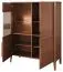 Vitrine mit Glastür links Gorica 05, in Eiche Rustikal, 140 x 111 x 45 cm, mit LED-Beleuchtung, Soft Close System, teilmassiv, Antisol-Glas Bronze