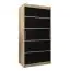 100 cm breiter Kleiderschrank mit 5 Fächern und 2 Türen | Farbe: Sonoma Eiche / Schwarz Abbildung