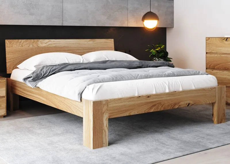 Doppelbett Prats 03 Eiche massiv geölt - Liegefläche: 160 x 200 cm (B x L)
