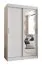 Kleiderschrank mit fünf Fächer Bernina 06, Farbe: Weiß, Aluminiumschienen, 1,2 Meter breit, eine Tür mit Spiegel, zwei Kleiderstangen, Schiebetürenschrank
