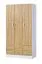 Schlafzimmer Komplett - Set A Nalut | 6-teilig | in Eiche / Weiß | Schrankbett 120 x 200 cm mit LED-Beleuchtung | Scheibtisch | Kleiderschrank | Kommode