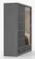 Schiebetürenschrank / Kleiderschrank mit Spiegel | Schwarz / Grau | Lusatian 25 | 218 x 203 x 61 cm | 3 Schubladen | 12 Fächer |  Zweifarbig