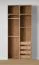 Offener Kleiderschrank | 2 Kleiderstangen | Farbe: Eiche Puccini | 4 Fächer | 4 Innenschubladen | Maße: 102 x 55 x 234 cm | 1 Holzeinlegeboden | für Schlafzimmer