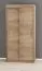 120 cm breiter Schiebetürenschrank mit 2 Türen | 5 Fächer | 2 Kleiderstangen | Farbe: Sonoma Eiche Abbildung
