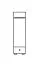 Schmaler Kleiderschrank | 1 Drehtür | 1 Schublade | mit Kleiderstange | 47 cm breit | Massivholz | Farbe: Weiß Abbildung