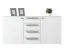 Sideboard / Kommode mit vier Fächer Bogati 05, Farbe: Weiß / Weiß Hochglanz, zwei Türen, vier Fächer, Maße: 80,5 x 163 x 40 cm, ABS-Kanten