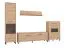 Wohnwand | getöntes Glas | Farbe: Eiche Artisan | 2 Vitrinen | 1 TV-Unterschrank | 1 Wandregal | Maße: 279 x 40 x 192,5 cm | Griffe & Beine: Metall