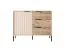 Schmale Kommode Fouchana 04, Farbe: Beige / Eiche Viking - Abmessungen: 81 x 103 x 39,5 cm (H x B x T), mit drei Schubladen