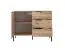 Schmale Kommode Fouchana 04, Farbe: Beige / Eiche Viking - Abmessungen: 81 x 103 x 39,5 cm (H x B x T), mit drei Schubladen
