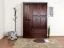 Kleiderschrank Kiefer Vollholz massiv Walnussfarben Junco 06 - Abmessung: 195 x 135 x 59 cm (H x B x T)