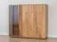 Vitrine Sienne 12 aus getöntem Glas und Massivholz Wildeiche, 115 x 135 x 37 cm, 3 Türen, 6 Einlegeböden, 9 Fächer, Holz: gebürstet, geölt, inkl. LED