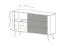 Stilvolle Kommode / Sideboard mit zwei Fächer Sloughia 11, drei Schubladen, ABS-Kantenschutz, Farbe: Schwarz, Maße: 81 x 138 x 38 cm, elegantes Design