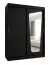 Schiebetürenschrank / Kleiderschrank Aletschhorn 11, Farbe: Schwarz, fünf Fächer, eine Spiegeltür, 1,5 Meter breit, zwei Kleiderstangen, Aluminiumschienen