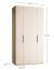 Falttür / Kleiderschrank | Farbe: Weiß | 2 Türen | Griffe: Gold | inkl. LED-Beleuchtung mit Bewegungssenor | 127 x 60 x 240 cm | 4 Fächer | Griffe: Metall