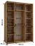 Eichenfarbener Kleiderschrank Mina, viel Stauraum, schwarze Lamellen, Stahlgriff in schwarz, Anti Staubbürsten inklusive, 235,2 x 180 x 60 cm