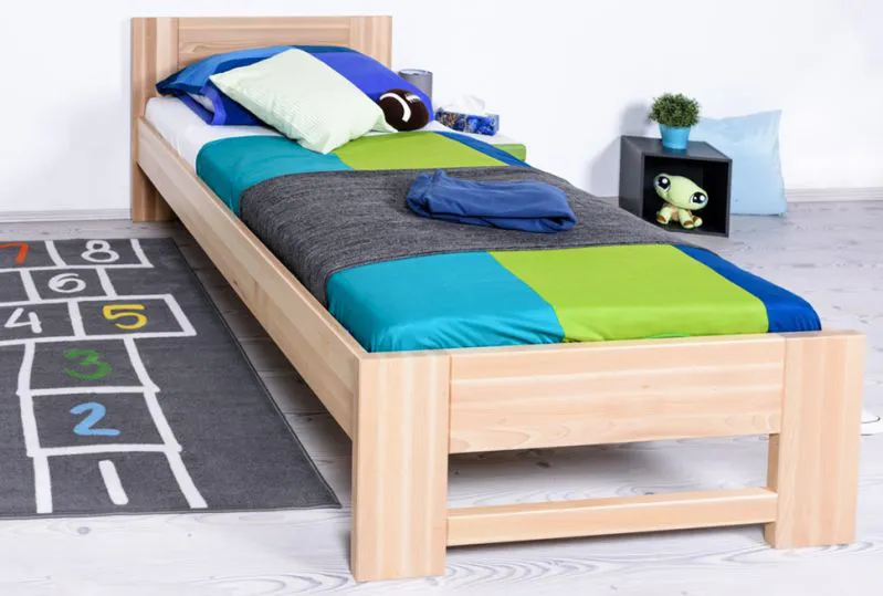 Bettrahmen für Kinder / Kinderbett 100 x 200 cm | Massivholz: Buche | Natur Lackiert Abbildung