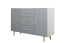 Kommode Hohgant 01, Farbe: Weiß / Grau Hochglanz - 92 x 140 x 42 cm (H x B x T)