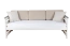 Jugendbett / Tagesbett massiv Hermann 01,  Liegefläche 90 x 200 cm, inkl. Lattenrost und beige Kissen, Weiß gebleicht / Grau, stabil