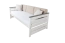 Jugendbett / Tagesbett massiv Hermann 01,  Liegefläche 90 x 200 cm, inkl. Lattenrost und beige Kissen, Weiß gebleicht / Grau, stabil