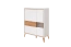 Vitrine Tuanai 03, Farbe: Eiche / Weiß Hochglanz - 121 x 95 x 40 cm (H x B x T)