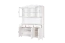 Weiße Vitrine Kiefer Vollholz Turakos 08 mit viel Stauraum, 214 x 150 x 50 cm, mit 5 Türen und 5 Schubladen, robust und langlebig, klassisches Design