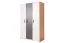 Jugendzimmer - Drehtürenschrank / Kleiderschrank Sallingsund 02, Farbe: Eiche / Weiß / Anthrazit - Abmessungen: 191 x 120 x 51 cm (H x B x T), mit 3 Türen und 5 Fächern