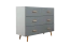 Kommode Hohgant 02, Farbe: Weiß / Grau Hochglanz - 92 x 120 x 42 cm (H x B x T)