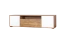 TV-Unterschrank Manase 06, Farbe: Eiche Braun / Weiß Hochglanz - 49 x 180 x 47 cm (H x B x T)