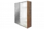 Schiebetürenschrank / Kleiderschrank Gataivai 04, Farbe: Beige Hochglanz / Walnuss - 224 x 182 x 65 cm (H x B x T)