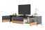 TV-Unterschrank Vaitele 21, Farbe: Anthrazit Hochglanz / Walnuss - 46 x 188 x 45 cm (H x B x T)