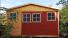 Gartenhaus aus Holz Natur Rot Vorderansicht